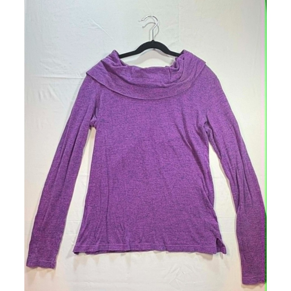 Merona Cowl Neck Sweater Heathered Purple Marled Long Sleeve Pullover Top XS